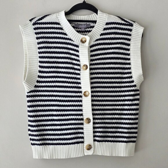 Marled Jackets & Blazers - MARLED Button Down Sweater Vest | Small | Navy White Stripes Academia Preppy NWT